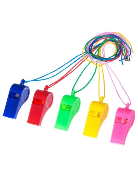 Sportinis varžybų plastikinis švilpukas su virve.