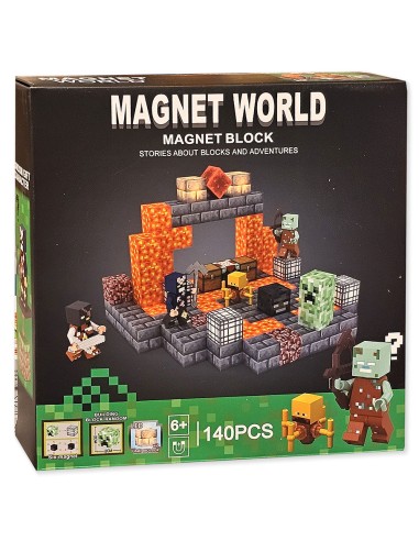 Magnetinis konstruktorius Minecraft tema su figūrėlėmis ir LED blokeliais