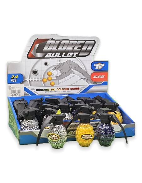 6mm Airsoft kulkos granatų imitacijos (sidabrinė, geltona, violetinė)