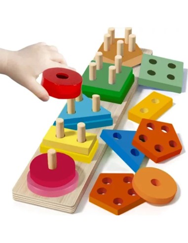 Montessori Lavinamoji Piramidė - Medinė Geometrinių Formų Rūšiuoklė