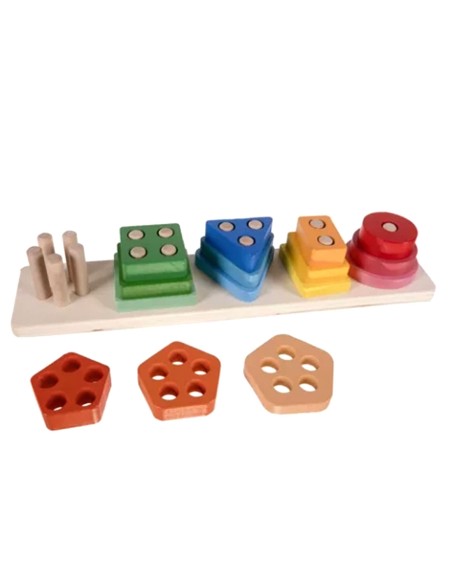 Montessori Lavinamoji Piramidė - Medinė Geometrinių Formų Rūšiuoklė