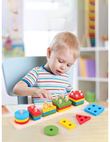 Montessori Lavinamoji Piramidė - Medinė Geometrinių Formų Rūšiuoklė