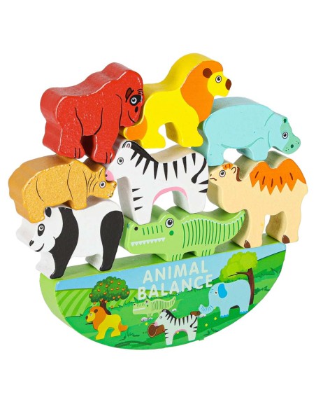 Medinis Balansinis Žaidimas - 12 Safari Gyvūnų Figūrų