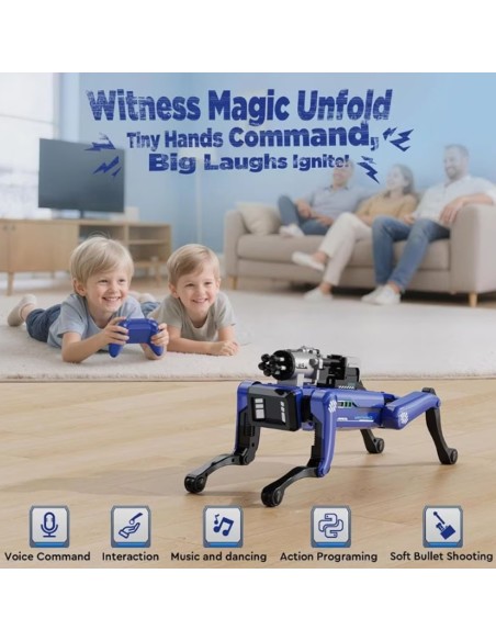 STEM Programuojamas Robotas Šuo: Balso Komandos, Šaudymas Strėlėmis ir 90 Min. Veikimo
