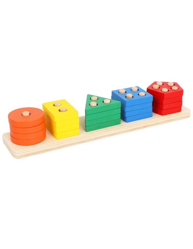 Montessori Lavinamoji Medinė Piramidė - Geometrinių Formų Rūšiuoklė