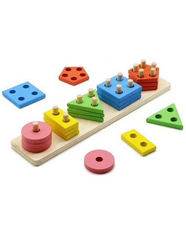 Montessori Lavinamoji Medinė Piramidė - Geometrinių Formų Rūšiuoklė