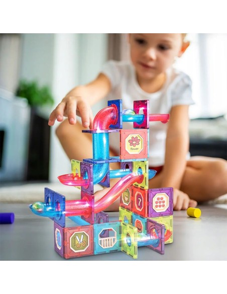 Magnetinis konstruktorius „Light Magnetic Blocks” – 83 dalių šviečianti inžinerijos studija