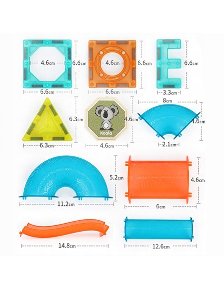 Magnetinis konstruktorius „Magic Magnetic Blocks” – 96 dalių inžinerinė kamuoliukų trasa