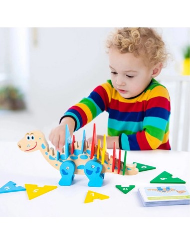 Montessori medinis dinozauras: loginio mąstymo dėlionė su 50 užduočių kortelių