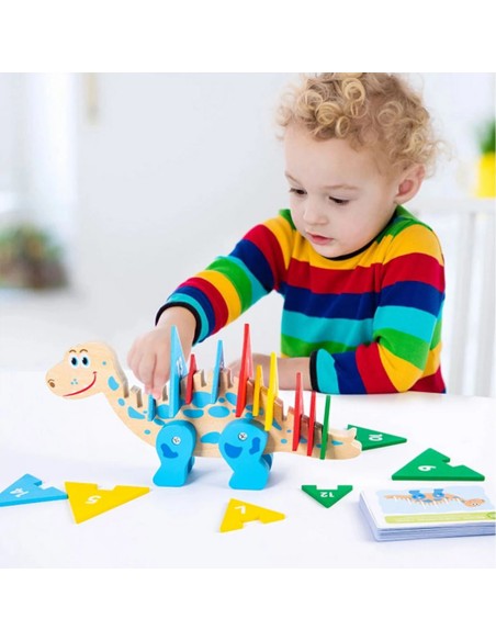 Montessori medinis dinozauras: loginio mąstymo dėlionė su 50 užduočių kortelių