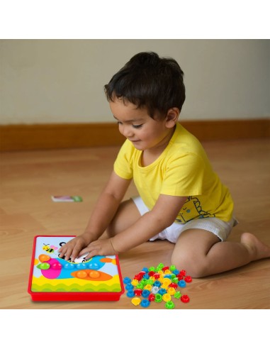 Montessori edukacinė mozaika - Meškiukas: 46 spalvingos sagos ir 12 kūrybinių kortelių