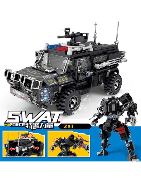 KAZI 2-in-1 SWAT konstravimo rinkinys: Transformuojamas robotas ir šarvuotis
