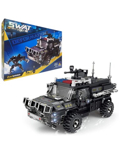 Edukacinis konstravimo rinkinis KY67305: Galingas robotas-pareigūnas ir SWAT transporteris