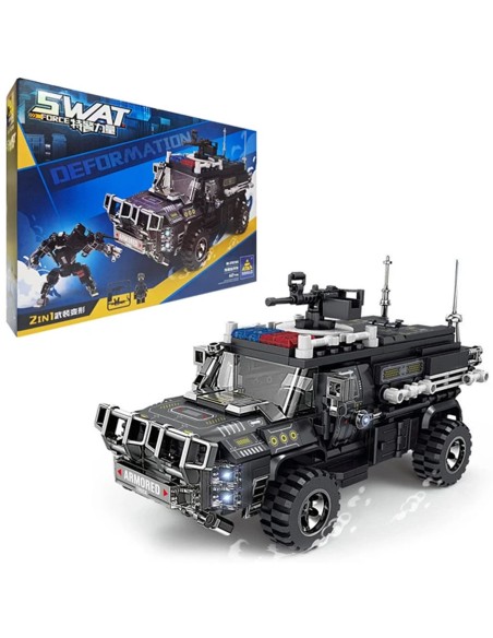 Edukacinis konstravimo rinkinis KY67305: Galingas robotas-pareigūnas ir SWAT transporteris