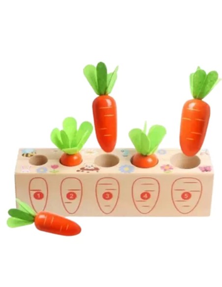 dukacinis medinis rinkinys „Sodink morkas“: smulkiosios motorikos lavinimui