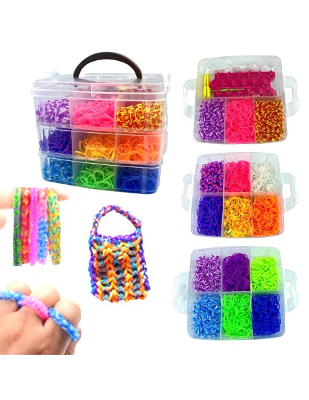 Kūrybinis apyrankių pynimo rinkinis didelėje dėžutėje su staklėmis ir aksesuarais