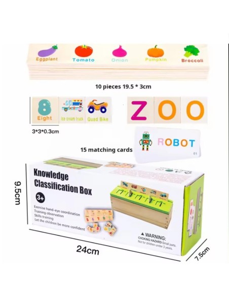 Edukacinė medinė dėlionė: 15 dvipusių kortelių ir 50 plokštelių ankstyvam vystymuisi