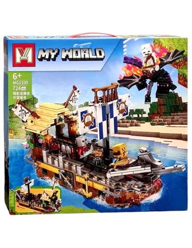 Minecraft stiliaus piratų laivas (724 dalys) – nepamirštamiems mūšiams!