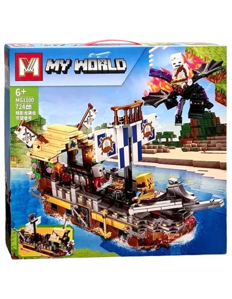 Minecraft stiliaus piratų laivas (724 dalys) – nepamirštamiems mūšiams!
