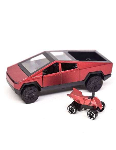 Tesla Cybertruck modelis su keturračiu – interaktyvus metalinis visureigis