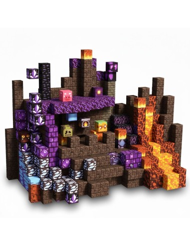 100 vnt Minecraft magnetiniai blokai kubeliai - Deginanti lava