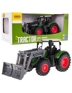 Tikroviškas 1:24 mastelio traktorius: tvirtos padangos ir veikiantis stūmiklis