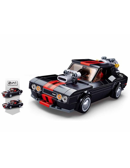 Sluban B1085 konstruktorius: 2in1 lenktyninis automobilis – sukonstruokite savo greičio mašiną