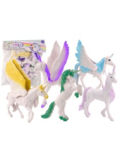 Magiškų vienaragių pegasų rinkinys: 6 spalvingos figūrėlės su išskleistais sparnais 2