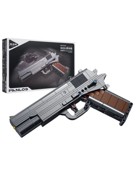 Karinis pistoletas-konstruktorius: 333 detalių rinkinis su šaudymo funkcija