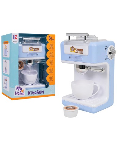 Mėlynas vaikiškas kavos ekspresas su kapsule – tikroviškiems žaidimams
