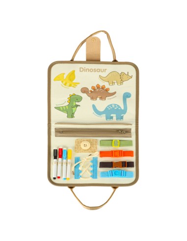 Sensorinis Montessori aplankas „Dino“ – 6 puslapiai atradimų ir savarankiškumo pamokų!