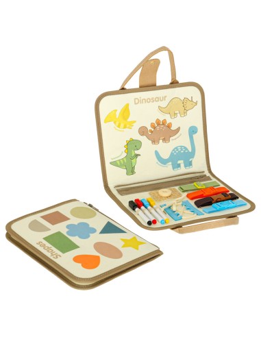 Sensorinis Montessori aplankas „Dino“ – 6 puslapiai atradimų ir savarankiškumo pamokų!