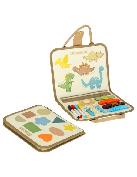 Sensorinis Montessori aplankas „Dino“ – 6 puslapiai atradimų ir savarankiškumo pamokų!