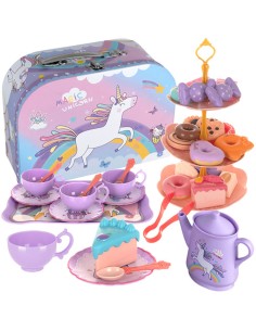 Vaikiškas arbatos servizas su vaišėmis – spalvingas lagaminėlis pilnas skanėstų!