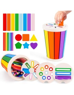 Montessori medinis rūšiuoklis „3in1“ – spalvų ir formų pažinimo nuotykis!