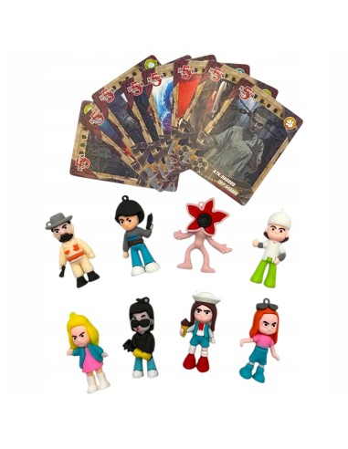 „Stranger Things“ 8 figūrėlių rinkinis su kolekcinėmis kortelėmis – perkelkite „Aukštyn kojom“ pasaulį į savo namus!