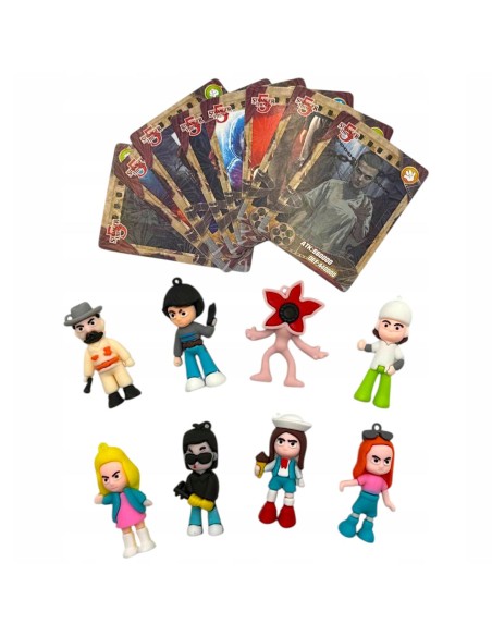 „Stranger Things“ 8 figūrėlių rinkinis su kolekcinėmis kortelėmis – perkelkite „Aukštyn kojom“ pasaulį į savo namus!