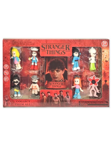 „Stranger Things“ 8 figūrėlių rinkinis + kolekcinės kortelės su statistika