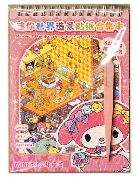 Sanrio Mini World - 3D lipdukų rinkinys: „Cinnamoroll“, „Kuromi“ ir interjero kūrimas