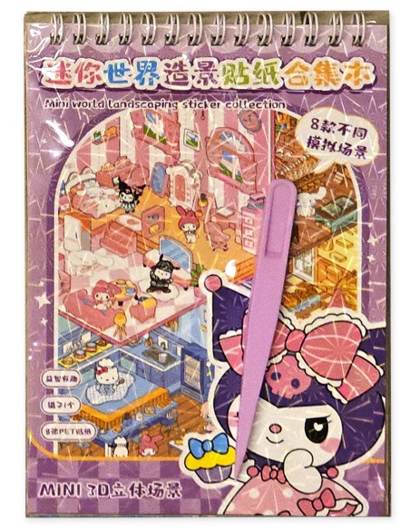 Sanrio Mini World - 3D lipdukų rinkinys: „Cinnamoroll“, „Kuromi“ ir interjero kūrimas