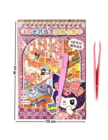 Sanrio Mini World - 3D lipdukų rinkinys: „Cinnamoroll“, „Kuromi“ ir interjero kūrimas