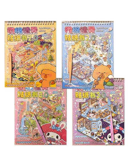 3D lipdukų albumas „Mini World“ – tavo asmeninė ramybės oazė su Kapibaromis ir Sanrio herojais!