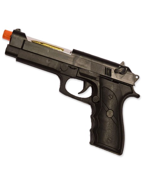 Juodas pistoletas COLT su LED šviesomis, garsu ir vibracija