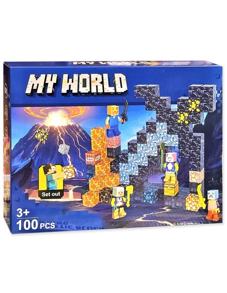 100 vnt Minecraft magnetiniai blokai kubeliai - Legendinis Kardas