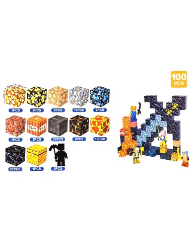 100 vnt Minecraft magnetiniai blokai...