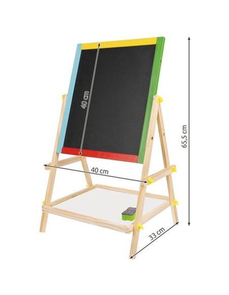 Dvipusis medinis molbertas „2in1“: magnetinė lenta, kreida ir priedai