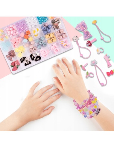 Didelis 240 vnt. karoliukų rinkinis apyrankėms ir plaukų aksesuarams gaminti