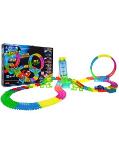 Fluorescencinė Lenktynių Trasa - Mega Track „Glow & Sound“ su 2 LED automobiliais!