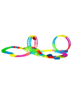 Fluorescencinė Lenktynių Trasa - Mega Track „Glow & Sound“ su 2 LED automobiliais! 2