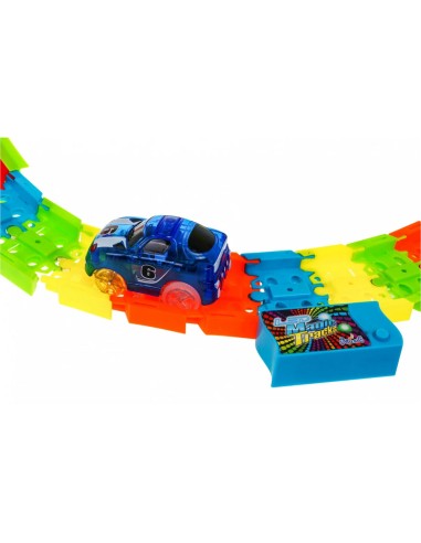 Fluorescencinė Lenktynių Trasa - Mega Track „Glow & Sound“ su 2 LED automobiliais!